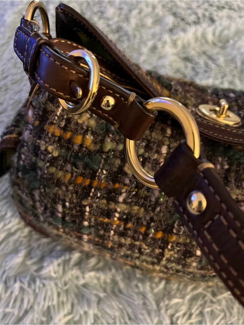 Coach Chelsea Boucle Tweed, Leather & Suede Pocket Satchel RARE STUNNING EUC - Picture 6 of 14